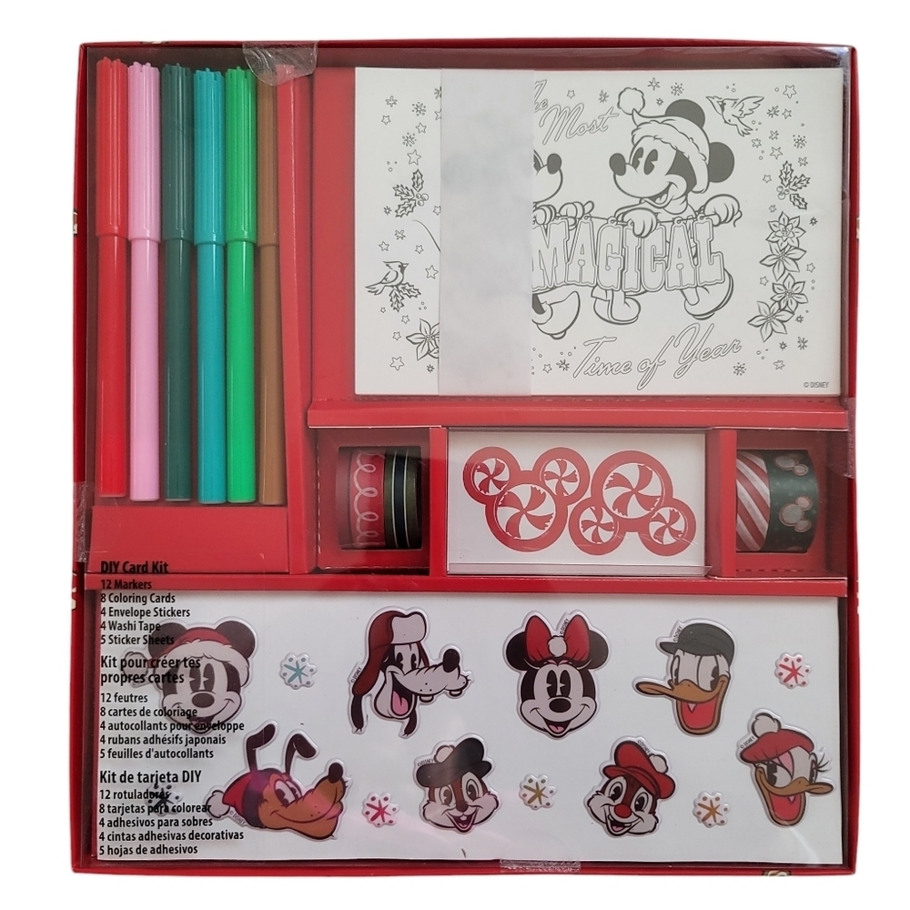 NEW Disney Store Holiday Christmas Postcard Stationary Set Stickers Washi Tape